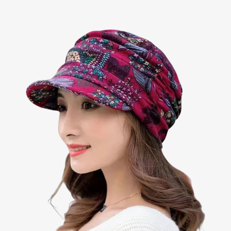 Sienna – Round Cap with Foldable and Floral Pattern
