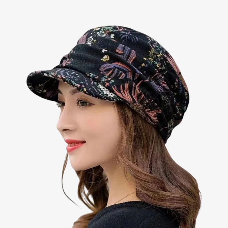 Sienna – Round Cap with Foldable and Floral Pattern - Image 2