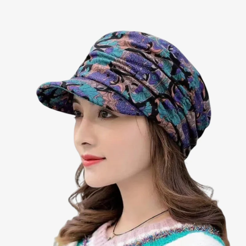 Sienna – Round Cap with Foldable and Floral Pattern - Image 4