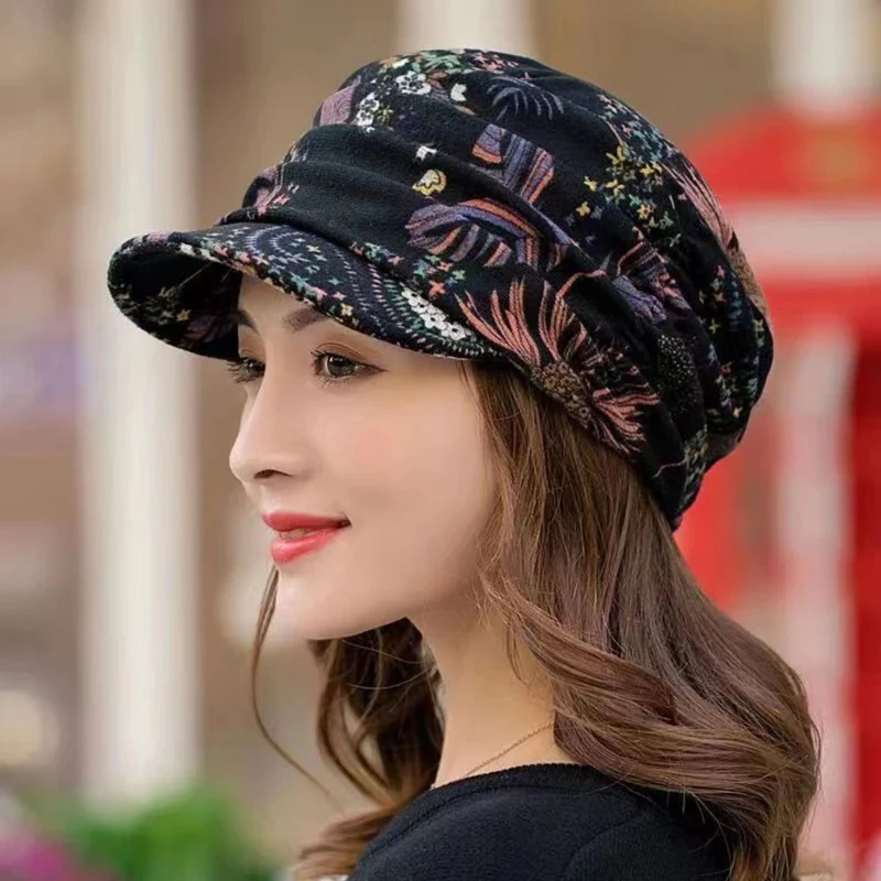 Sienna – Round Cap with Foldable and Floral Pattern - Image 6