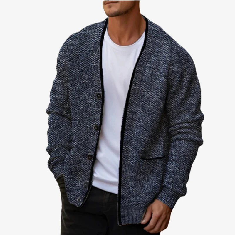 Sjoerd – Long-Sleeved Cardigan with Buttons and Side Pockets - Image 3