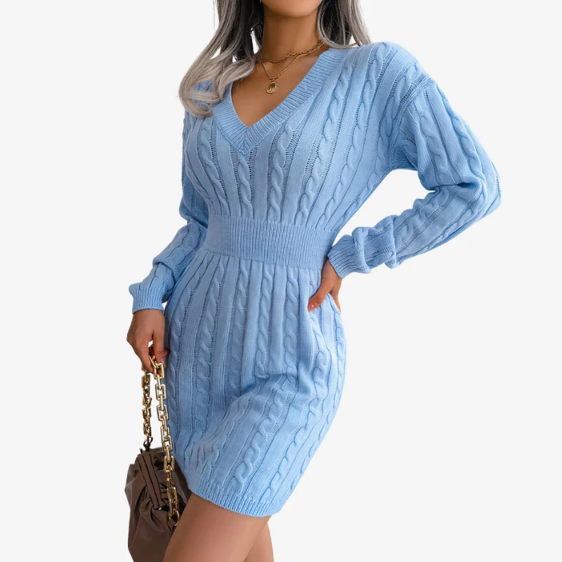 Sophia – Knitted Sweater with Long Sleeves and Ribbed Hem