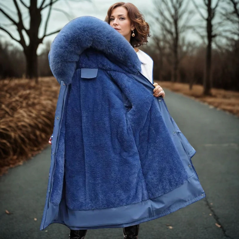 Sophia – Women's Long Sleeve Coat with Fur Collar - Image 7