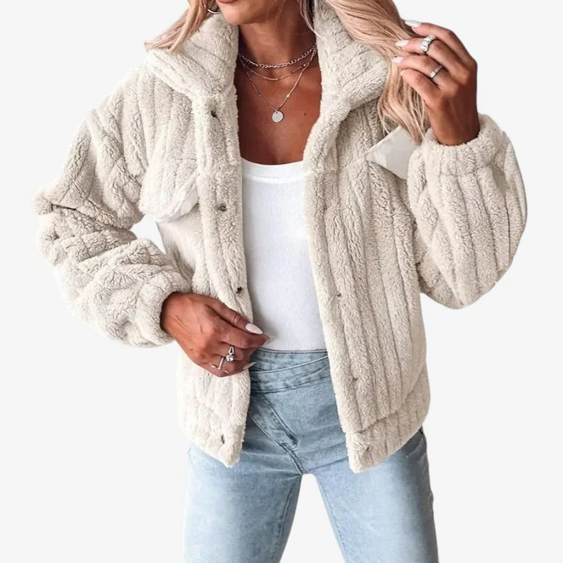 Sophia – Long Sleeve Coat with Turn-Down Collar and Button Closure - Image 5