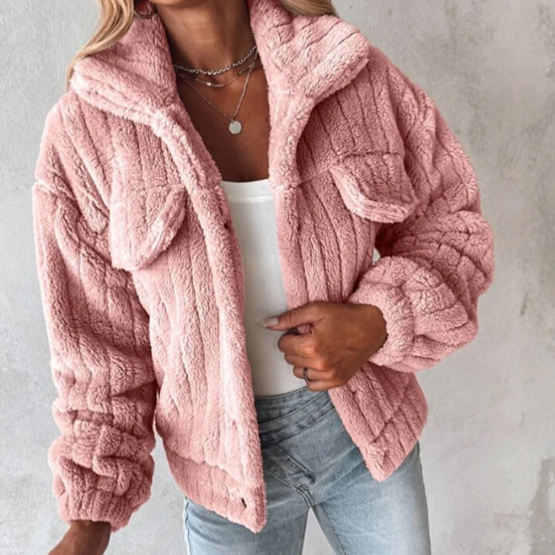 Sophia – Long Sleeve Coat with Turn-Down Collar and Button Closure - Image 7