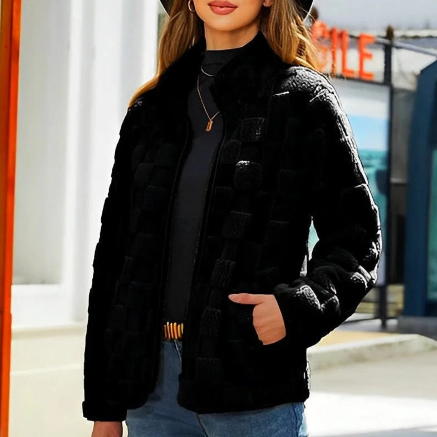 Sophia – Long Sleeve Jacket with Zipper and Stand-Up Collar - Image 6