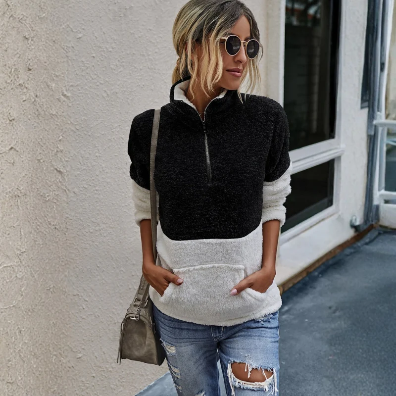 Sophia – Women's Long Sleeve Sweater with Stand-Up Collar and Pockets - Image 6