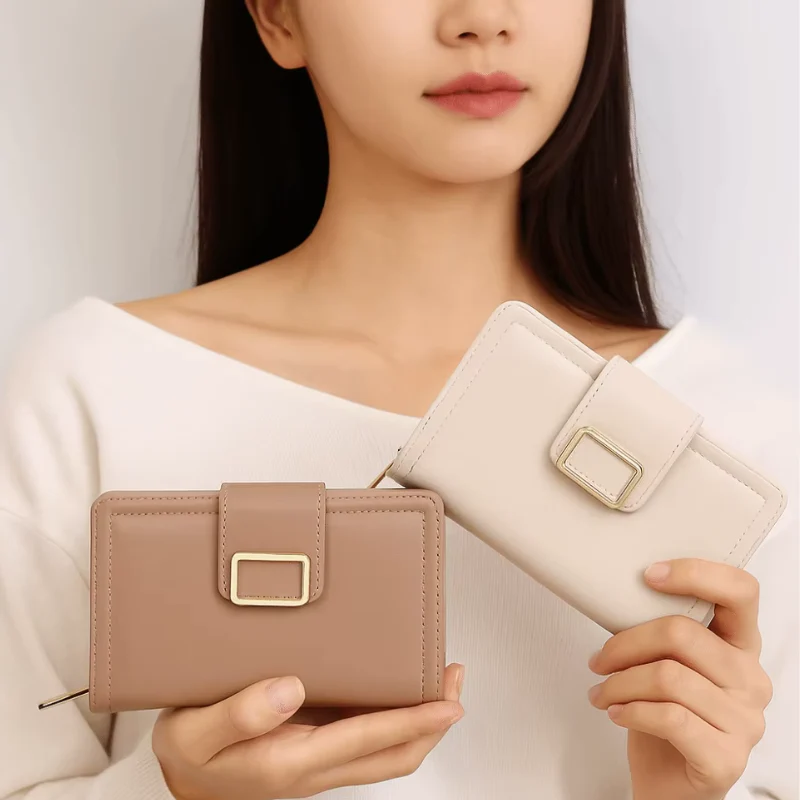 Sophia – Compact Wallet with Snap Closure & Zipper Pocket - Image 10