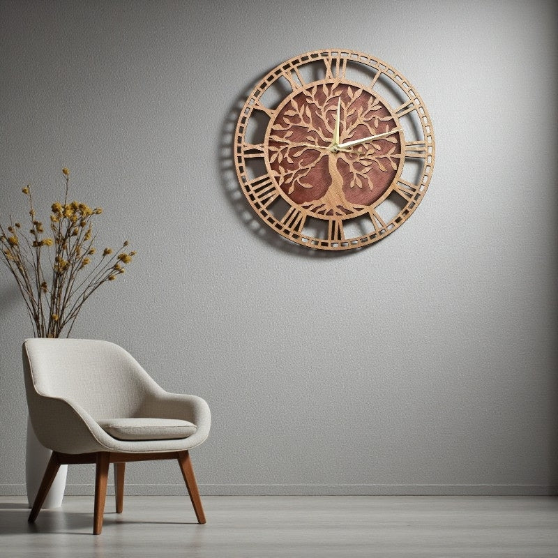 TreeTime – Wooden Wall Clock with Tree Design - Image 3