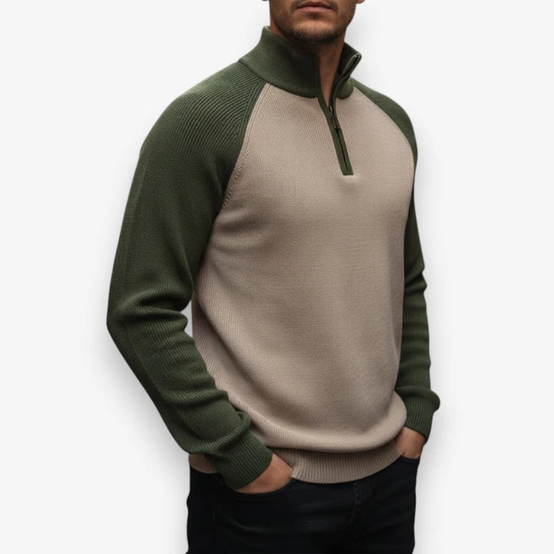 Victor – Men's Long Sleeve Sweater with Stand-Up Collar