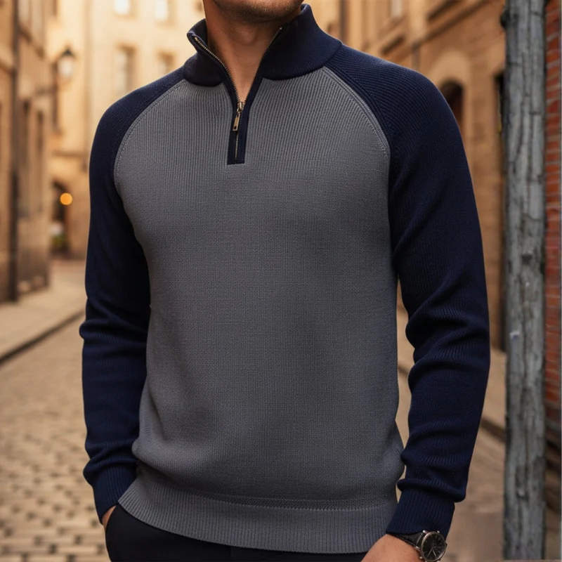 Victor – Men's Long Sleeve Sweater with Stand-Up Collar - Image 6