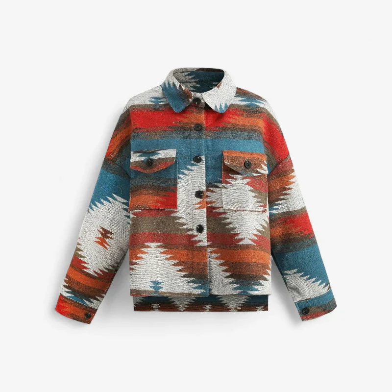Willa – Long Sleeve Printed Jacket with Buttons and Pockets