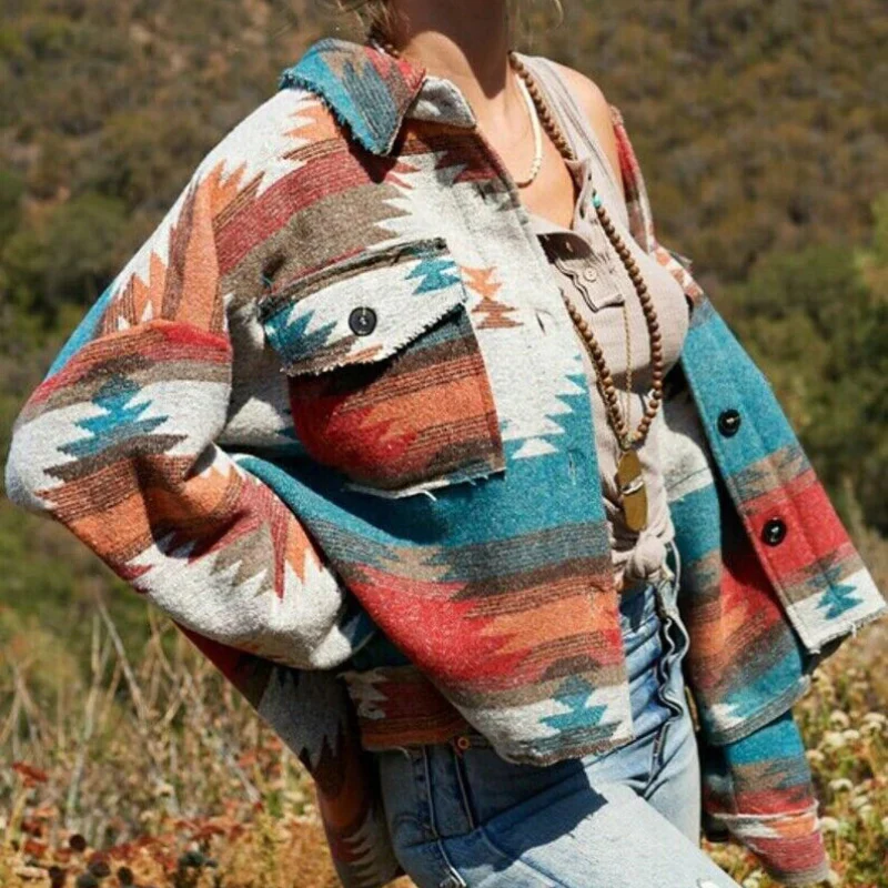 Willa – Long Sleeve Printed Jacket with Buttons and Pockets - Image 2