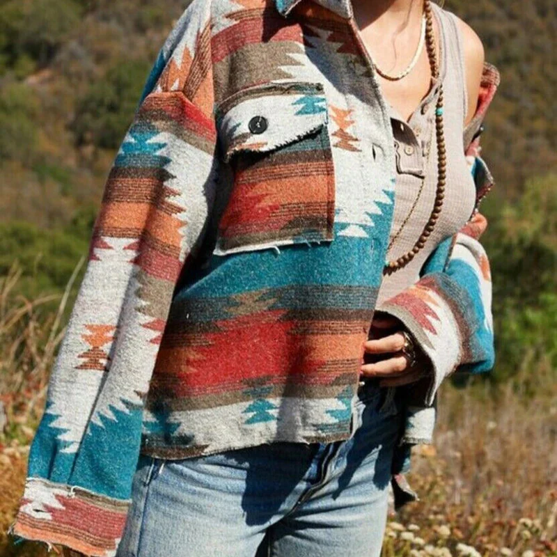 Willa – Long Sleeve Printed Jacket with Buttons and Pockets - Image 3