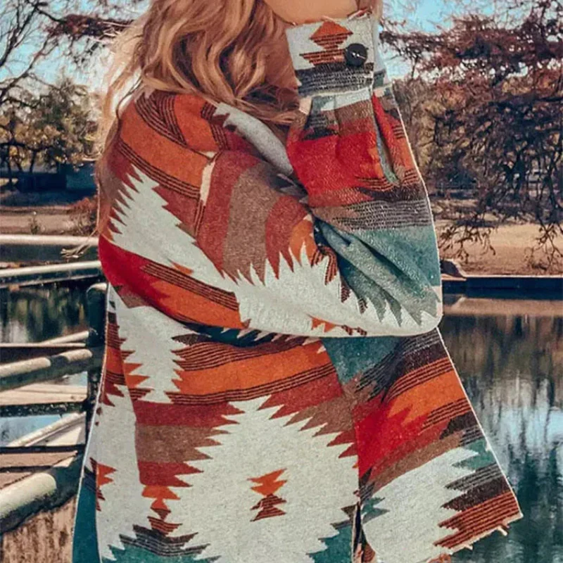 Willa – Long Sleeve Printed Jacket with Buttons and Pockets - Image 4