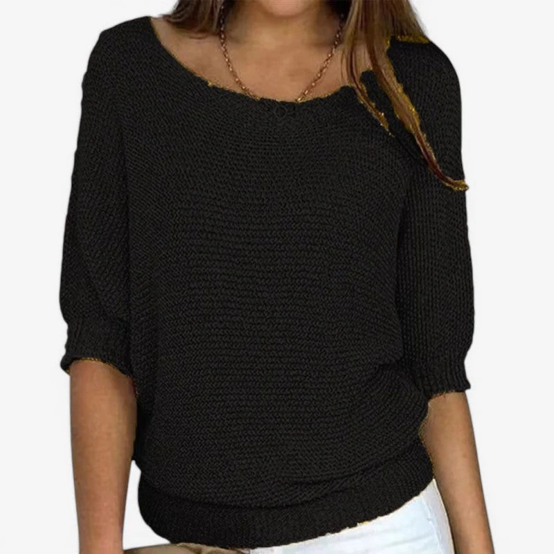 Women Long Sleeve Knit Sweater Round Neck - Image 8