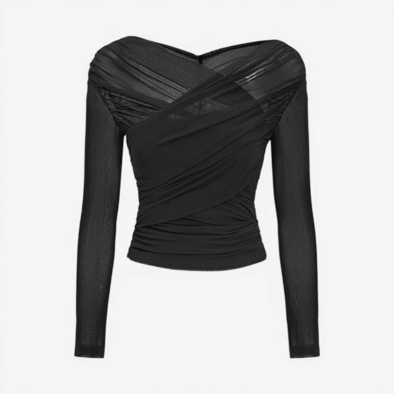 Women’s Crossover Collar Crop Top