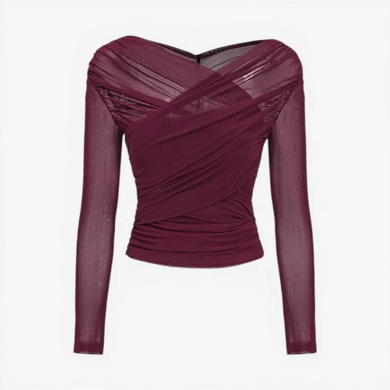 Women’s Crossover Collar Crop Top - Image 2