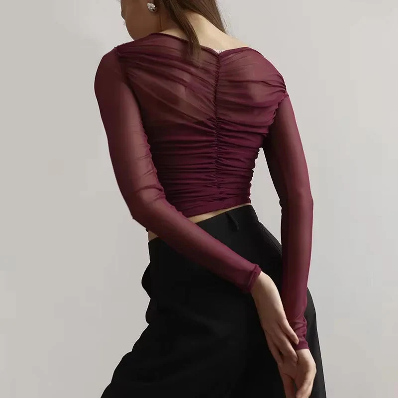 Women’s Crossover Collar Crop Top - Image 4