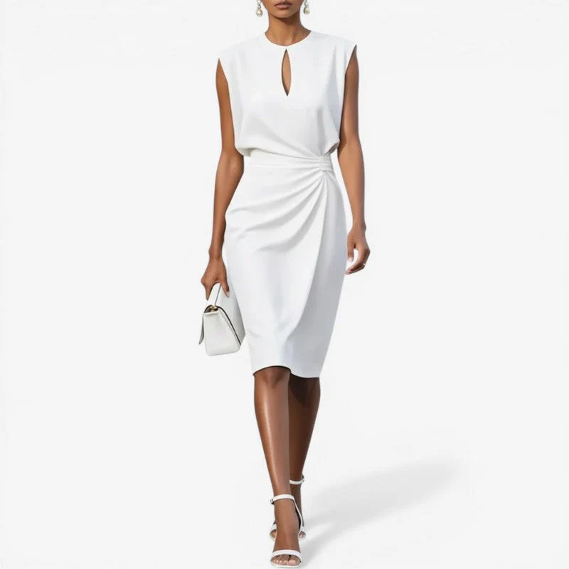 Women’s high-waist sleeveless round neck midi dress - Image 3