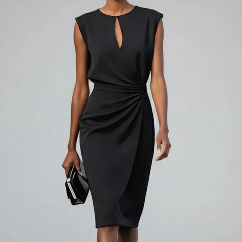 Women’s high-waist sleeveless round neck midi dress - Image 7