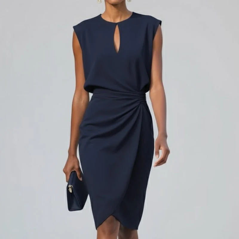 Women’s high-waist sleeveless round neck midi dress - Image 9