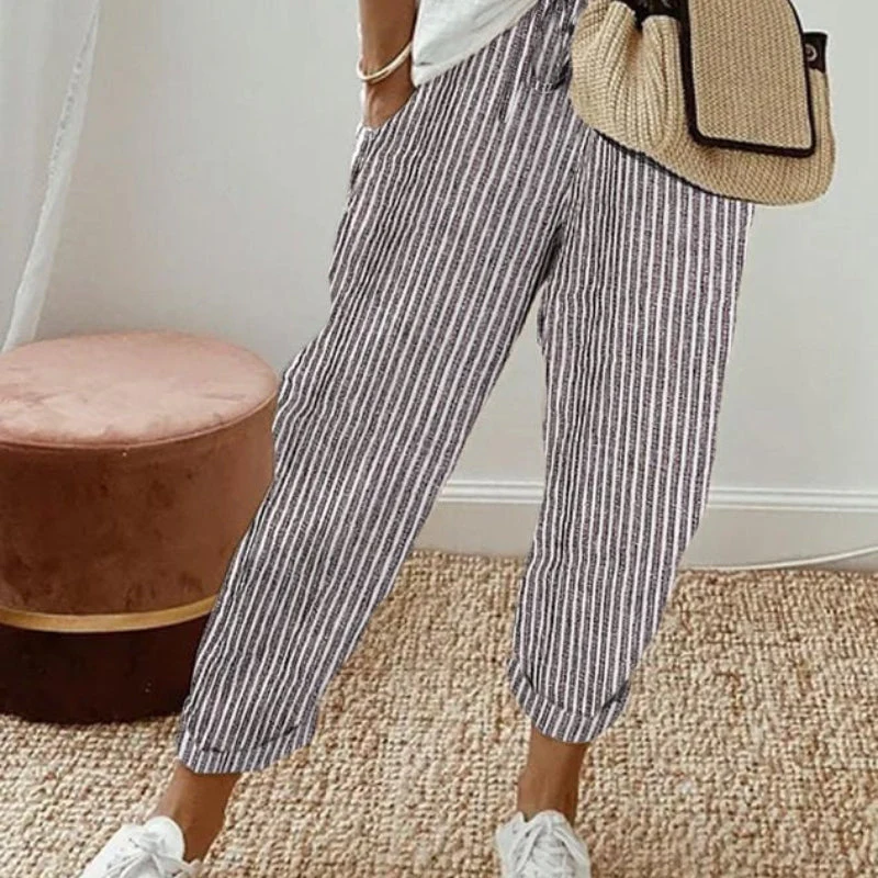 Women’s Striped Trousers with Drawstring - Image 15