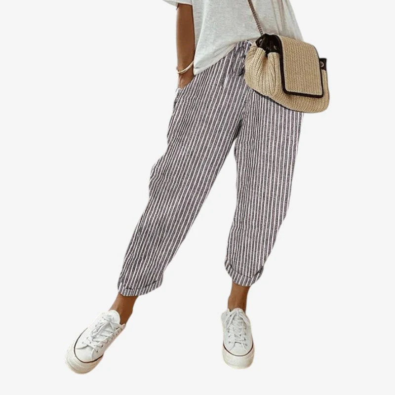 Women’s Striped Trousers with Drawstring - Image 3
