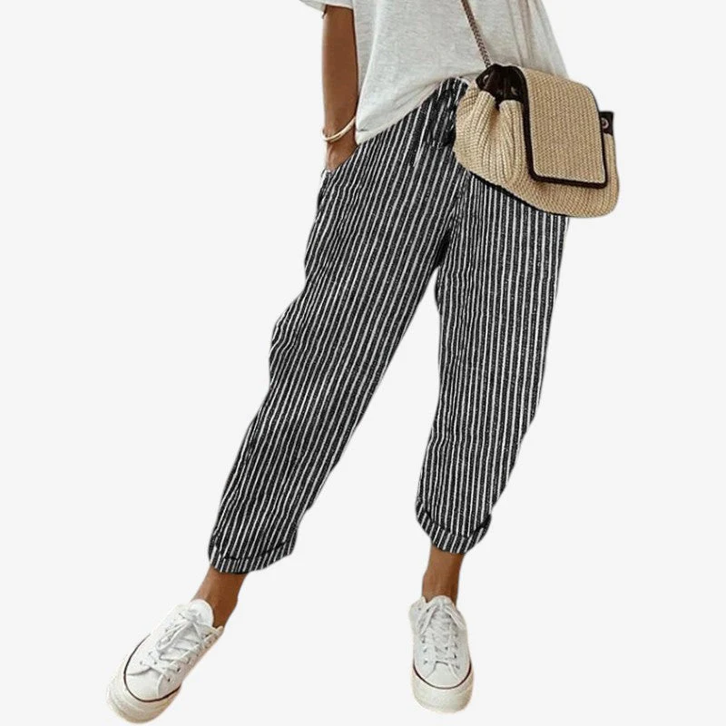 Women’s Striped Trousers with Drawstring - Image 7