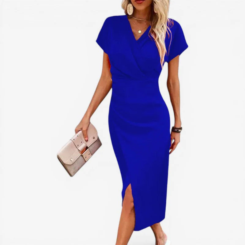 Women’s V-Neck Midi Dress with Side Slit - Image 5
