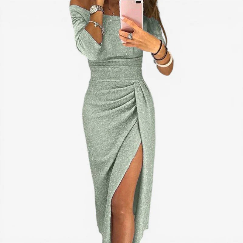 Women's Off Shoulder Long Sleeve Dress - Image 4