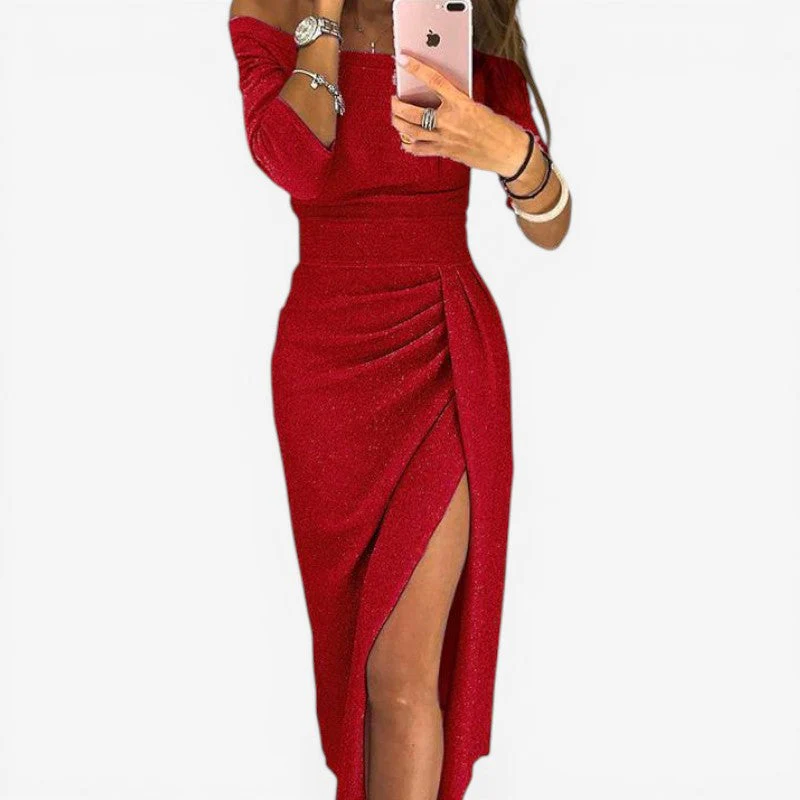 Women's Off Shoulder Long Sleeve Dress - Image 6