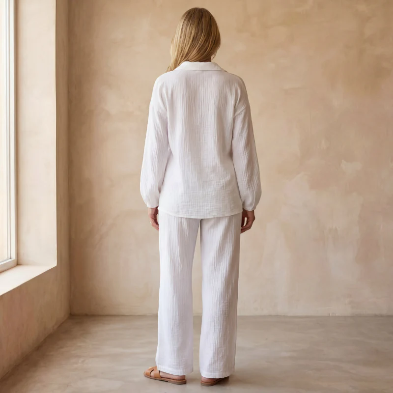 Women's Two Piece Set With Long Sleeve Top and Straight Leg Pants - Image 6