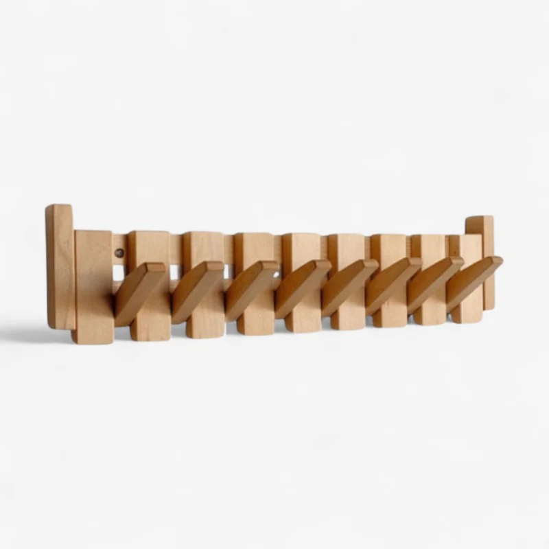 WoodTone – Wooden Clothes Rack with Pull-Out Hooks - Image 3