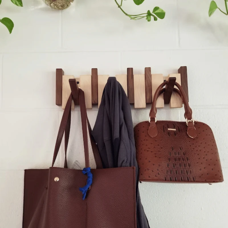 WoodTone – Wooden Clothes Rack with Pull-Out Hooks - Image 6