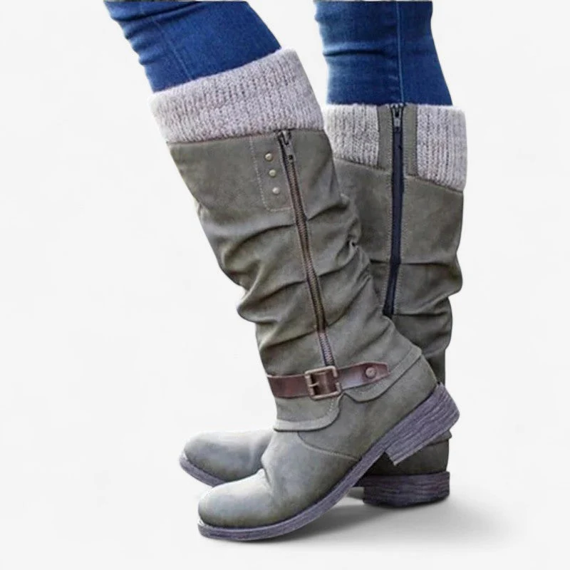 Zafira – Knee-High Boots with Side Zip & Adjustable Buckle - Image 3