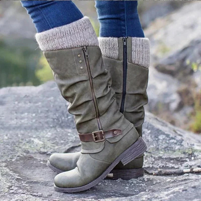 Zafira – Knee-High Boots with Side Zip & Adjustable Buckle - Image 8